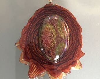 Natural wood third eye pine cone pendant