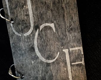 Handmade rustic wood journal or notebook