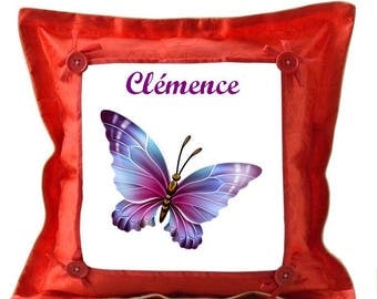Red pillow Butterfly personalized with name