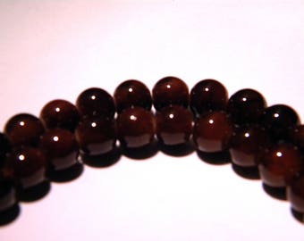 marbled glass - 8 mm chocolate slightly mottled Brown - PG54 50 beads
