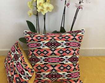 Pink and yellow pillow cover