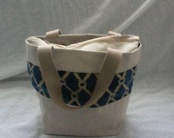 Canvas and tapestry handbag