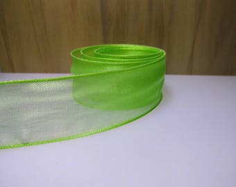 25MM green ORGANZA Ribbon-(rsve325d)