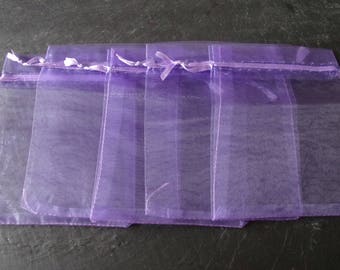 Set of 10 bags organza purple 10 x 12 cm