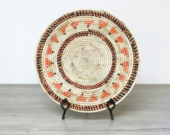 Coral & Black Detailed Flat Southwestern Basket Decor