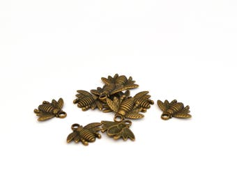 10 charms bees, insect charms