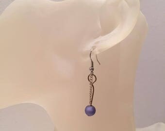 Purple chain Pearl Earrings