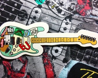Green Day Billie Joe Armstrong Blue Guitar Sticker