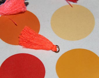 Bronze 2 PomPoms neon orange tassels with ring