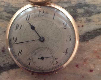 14k solid gold swiss vintage pocket watch