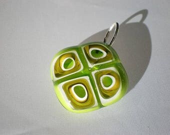 Green tones and transparent glass pendant