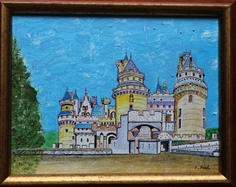 Chambord Castle: Original acrylic painting on canvas