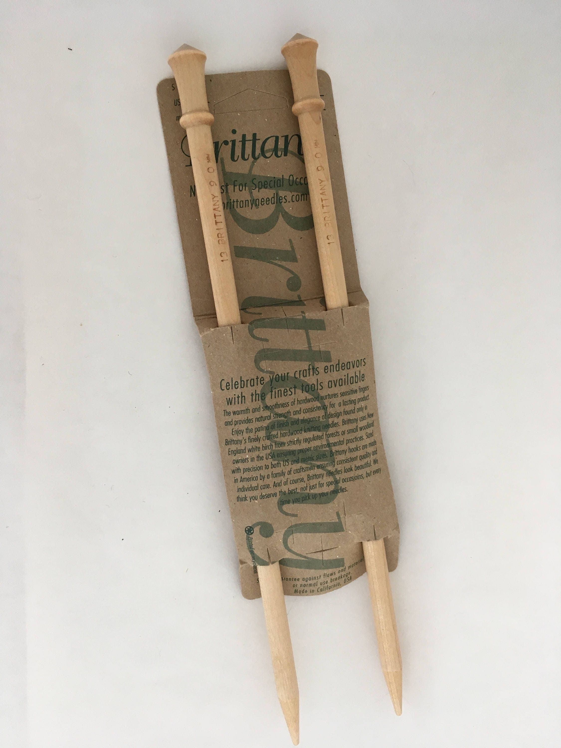 Brittany Knitting Needles Size 13 (9mm, UK 00) 10" White Birch Wood Made in USA from