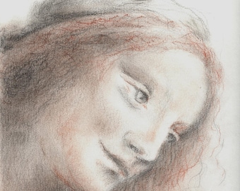 Original portrait of St. Anne by Leonardo da Vinci