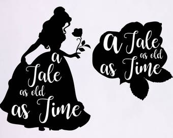 Tale as Old as Time svg, Belle clipart, Beauty and the Beast svg, rose, Belle svg silhouette, eps, png, dxf, pdf. Cut Print Mug Shirt Decal