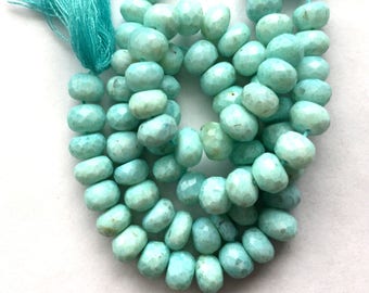 Blue Peruvian Opal Faceted Rondelle Beads - 7" strand