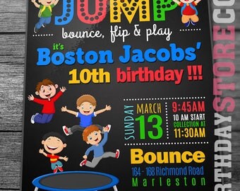 Trampoline Party Invitation, Jump Birthday Invitation, Jump Invitation, Trampoline birthday invitation, Bounce Party