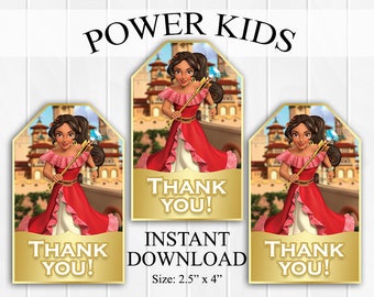 50% OFF SALE INSTANT Download Elena of Avalor Thank You Tags, Favor Tags, Party Favors, Printable Diy