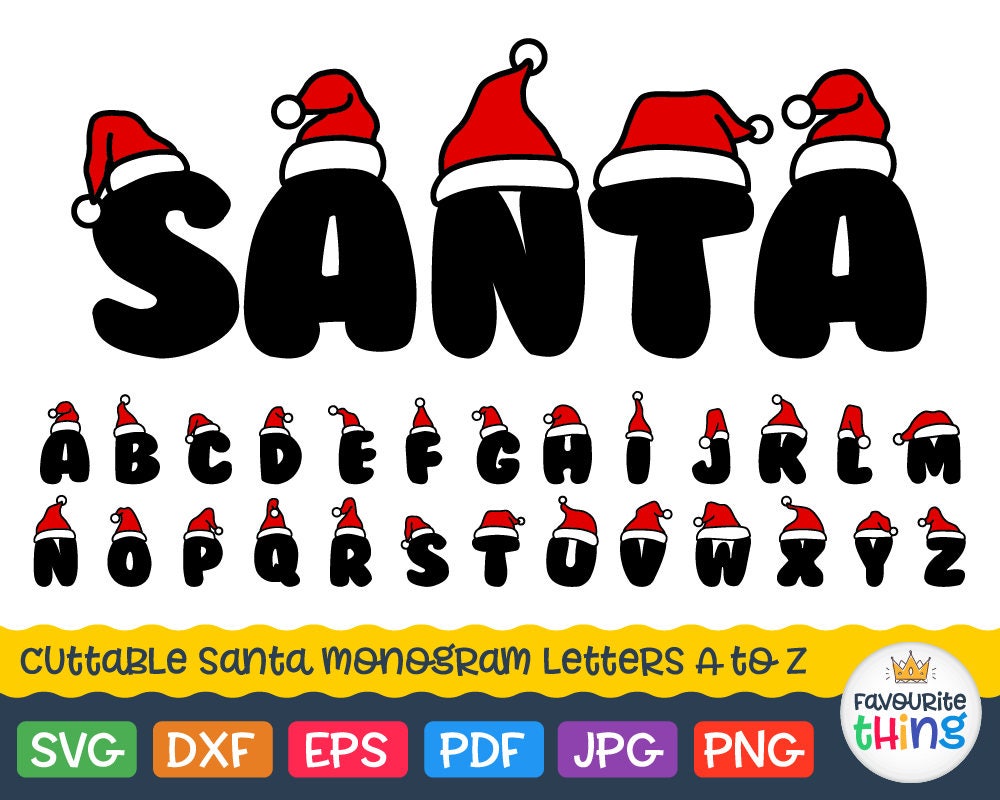 Download Christmas Font Svg Santa Hat Monogram Svg Letters with Santa