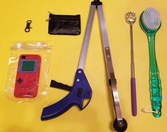 Rotator Cuff Comfort Kit w/Key Ring, Back Scratcher, Grabber, Leather ID Purse