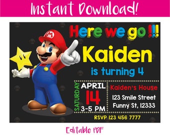Mario Bros Invitation, Mario Bros Birthday Invitation, Mario Bros Birthday, Mario Bros Party, Mario Bros Printable, Mario, Instant Download