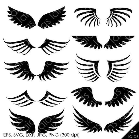 Clipart wings silhouette png eps svg dxf files wings svg