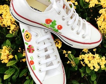 flower stitched converse