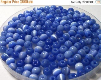 6mm Blue-Violet Cat's Eye Beads, 6mm Cat's Eye Beads, 6mm Cat's Eye Glass beads, Glass Beads