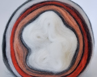 RING OF FIRE- Self Striping Spontaneous Spinning Roving Bullseye Bump - (4.5 oz. center-pull bump)