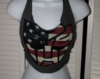 american flag transformers autobots logo shredded t shirt halter top one size fits most
