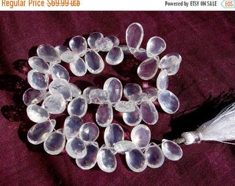 50% Off Sale 8 Inches - Finest Quality Genuine Ice Quartz Faceted Pear Briolettes Size 8x5 - 11x8mm approx