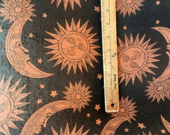 Celestial Sun Moon Stars Chiffon Semi Sheer Fabric BTY