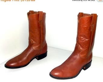 Caramel Brown Rockabilly style Tony Lama cowboy boots size 9 D or cowgirl size 10 to 10.5