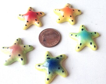 Miniature Ceramic Starfish, green, red, mini, small, tiny, little, miniature, ceramic animal, tiny animal, decoration, mini animal