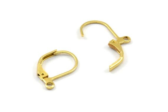 Brass Earring Clasp 50 Raw Brass Earring Clasps With 1 Loop