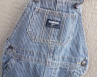 Childrens Retro Denim Blue Stripe OshKosh Overalls Size 24 mos.