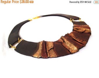 50% OFF SALE Bib leather necklace Leather jewelry Elegant statement necklace.