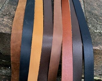 Leather Strap, leather Strip- brown, black, purse strap, belt blank 3/4" wide leather. 30, 45, 60, 72, 80 inch long, for belt, or bracelet