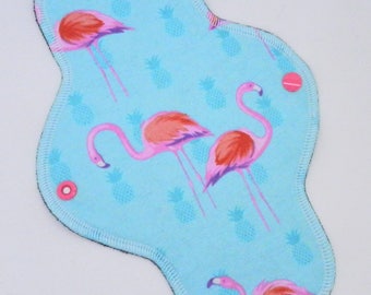 10" Pantyliner, Cotton Panty Liner, Reusable Cloth Menstrual Pad, Flamingos Cotton Flannel, Windpro, MotherMoonPads Light Flow Cloth Pad