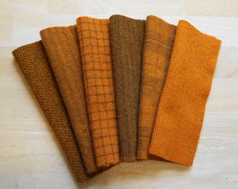 Muted Orange - Hand Dyed Felted Wool in a Beautiful Collection a Perfect Rug Hooking and Applique Wool