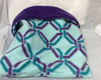 Guinea Pig Fleece Cozy Sleeping Bag Sleep Sack Cuddle Bed Teal Purple Geometric Print