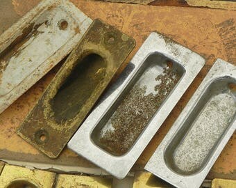 9 Salvaged Vintage Recessed Cabinet Door Pulls Handles Repurpose DIY