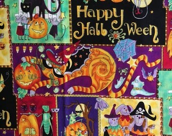Vtg Novelty Halloween Fabric - 3 Yards - Daisy Kingdom - Halloween Fantasy Patch - # 1141