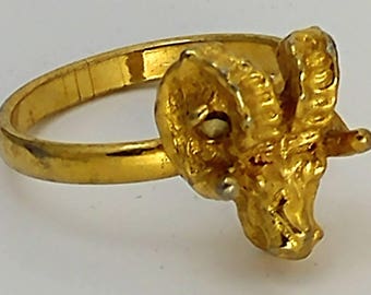 Rams Head Gold Metal Adjustable Ring