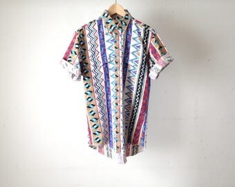 vintage SOUTHWESTERN native american COTTON button up shirt IKAT