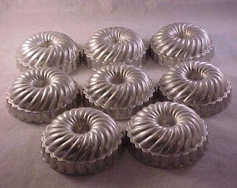 8 Tin Jello Molds or Small Cake Molds
