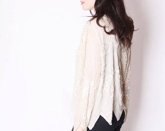 FLASH SALE - White Sequin Top / Sequin Tops / Sequin Blouse / Vintage Sequins / Sparkly Vintage / Gatsby / 2296