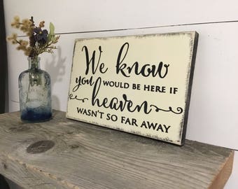 Wedding Memorial Sign- In Loving Memory Wedding Sign - We Know You Would Be Here if Heaven Wasnt So Far Away