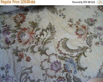 SUMMER SALE Floral Vine Upholstery Fabric, Cotton Damask, Blush/Apricot/Sage/Amethyst/Peach/Blue/Off White