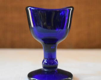Vintage COBALT EYE WASH Cup Antique Cobalt Glass Eye Wash Cup Ophthalmology Eye Rinse Cup Pedestal Eye Wash Cup Collectors Ophthalmic Object